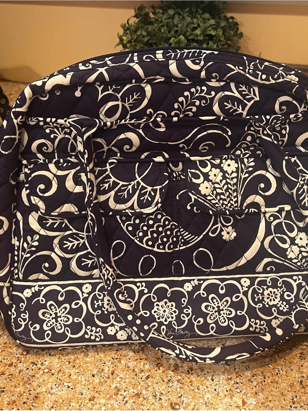 Vera Bradley Navy Floral Quilted Travel Tote